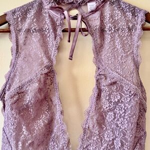 Victoria’s Secret|NEW Rose Gold Lace Sleeveless High Neck Sexy Teddy Sz L NWT
